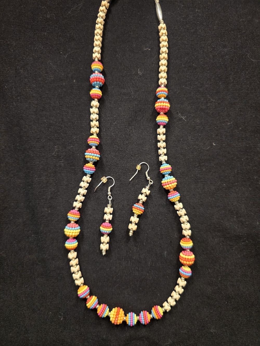 Handmade Multicolor Beaded Necklace & Earring Set